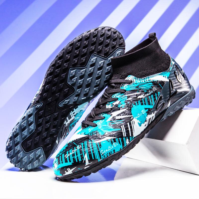 Men/kid's Football Boots Leather Soccer Shoe Rubber Soft Sole Short Nail Artificial Turf Youth Children Football Shoes Mens Football Shoes