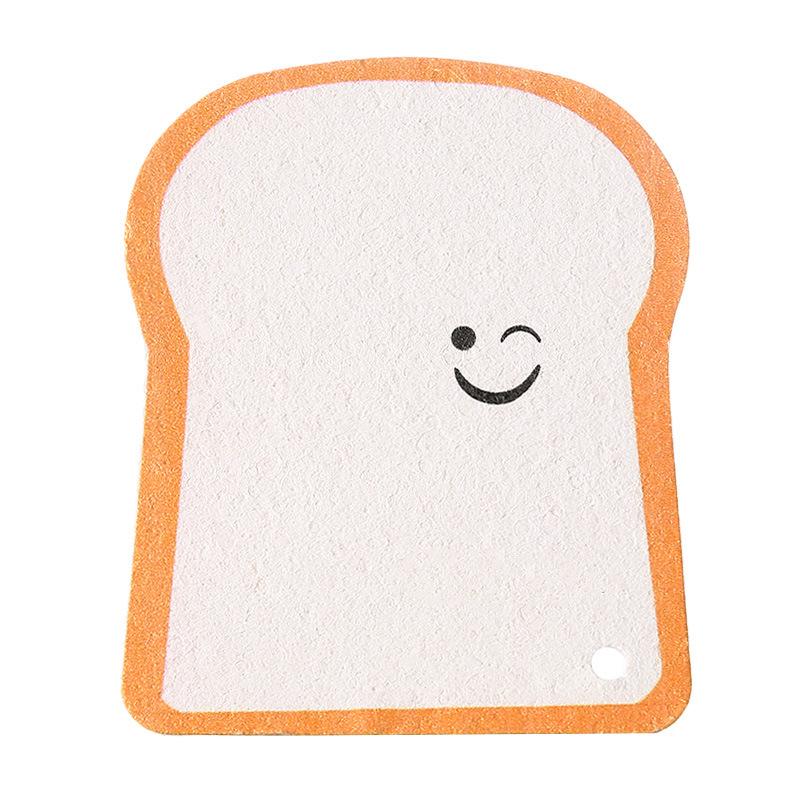 Cartoon Toast Compressed Wood Pulp Sponge Scrubber for Kitchen Cleaning