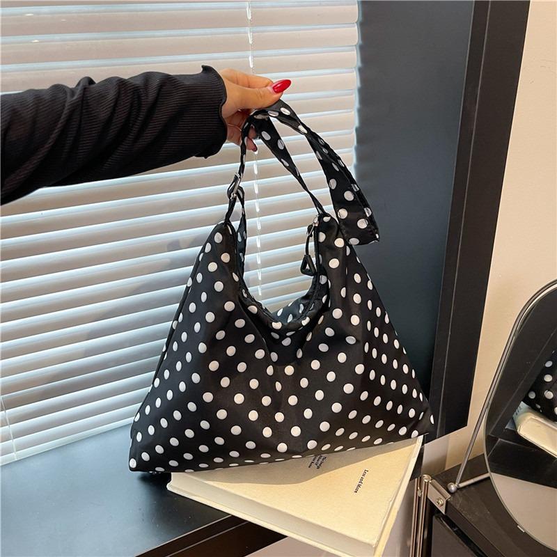 Bolsa tiracolo feminina casual com estampa de bolinhas, grande capacidade, simples para o dia a dia, moda, bolsa de ombro tote personalizada