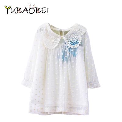 Sommer Neue Koreanische Kinder Kleidung Spitze Hülse Kinder T-shirt Baumwolle Dünne Gute Qualität Mädchen Dot Bluse Weißes Hemd