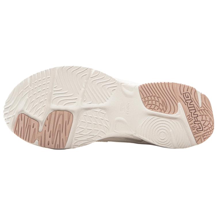 Li Ning Sports Life Collection Textile, Synthetic Leather Cushioning Low top Chunky Sneakers Women's Beige AGCV434-2