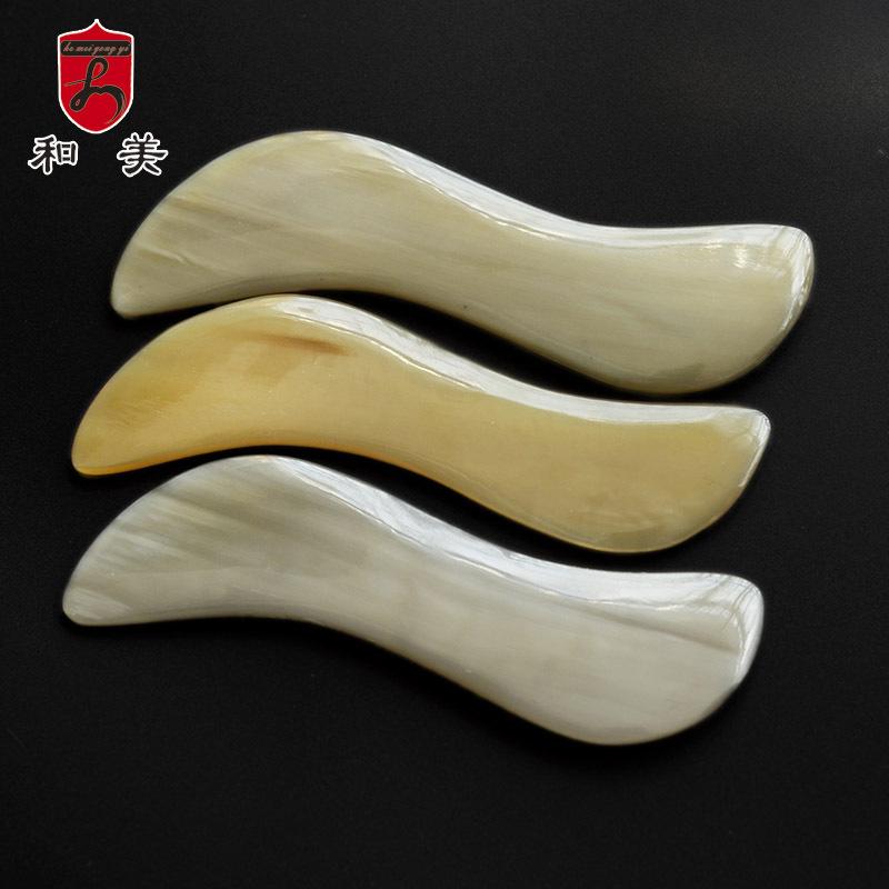 Vacuum packaging boutique large S-shaped natural yak horn scraping tablets, point scraping beauty board