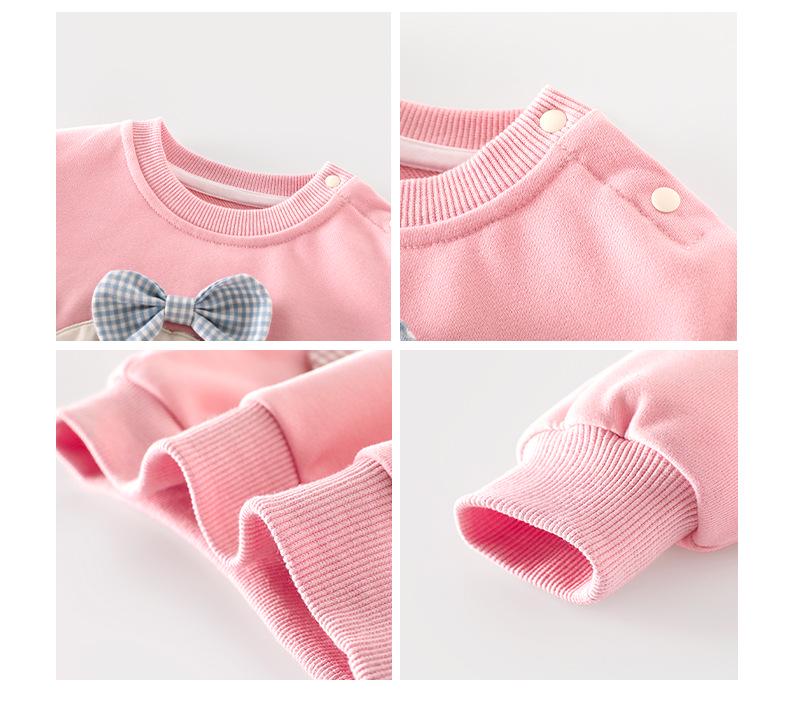 Adorable Girls' Cartoon Bow Sweatshirt & Lace Sweatpants Set - 2025 Autumn Collection