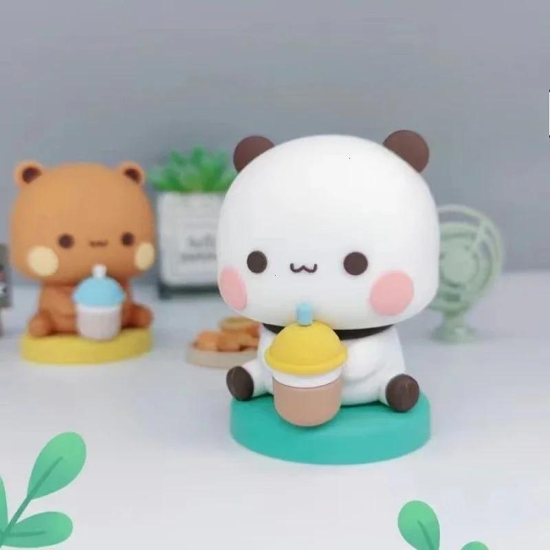 Cute Bubu Dudu Panda Bear Figure Kawaii Cartoon Panda Model Creative Animal Car Ornaments Collectible Bear Ornament Gift