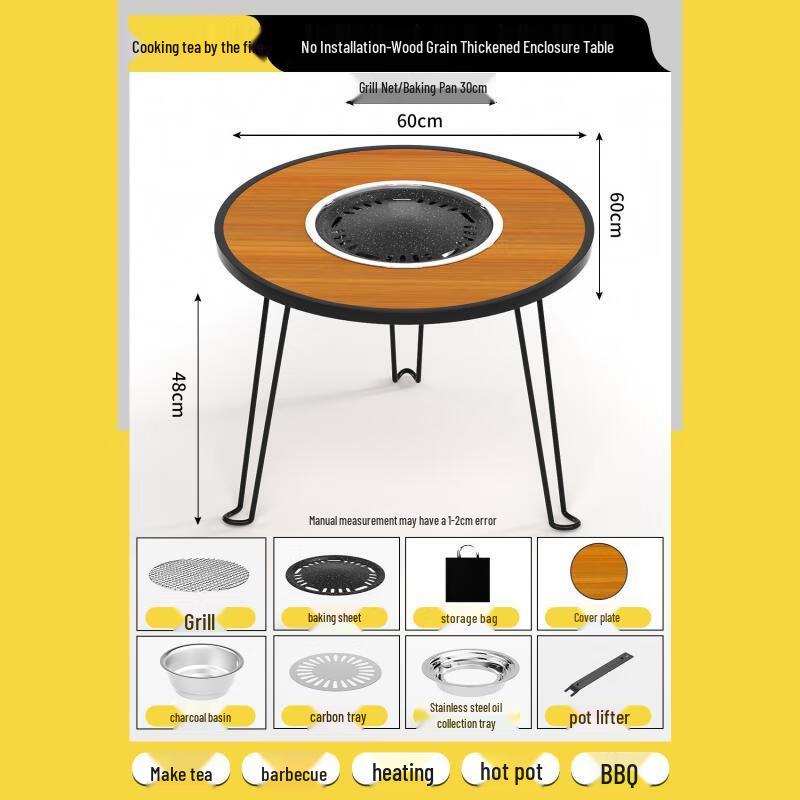 OEING Outdoor Charcoal Tea Stove & BBQ Table Set