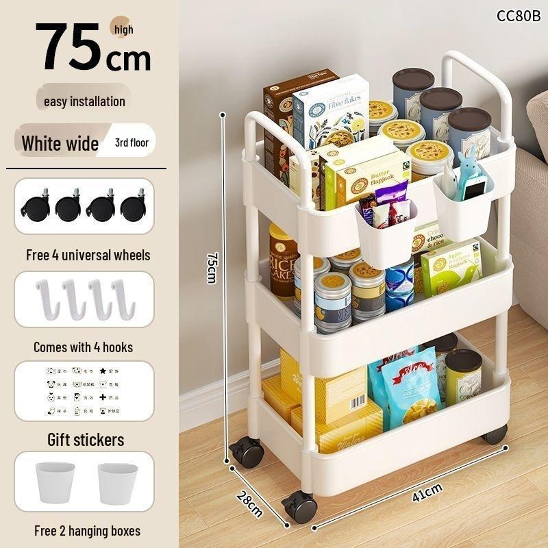 Mehrschichtiges Lagerregal mit Rollen für Küche, Wohnheim und Badezimmer