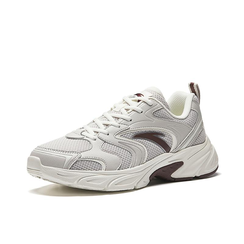 Anta Retro Versatile Shock Absorbing Wear Resistant Low Top Casual Shoes Men Sneaker Gray Ivory-White 912538821-5