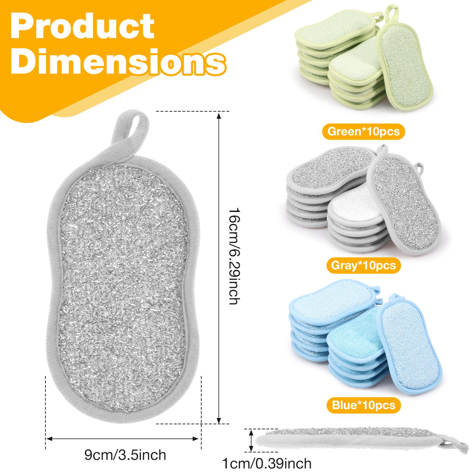 

30Pcs Bamboo Fiber Dishwashing Rag Double-sided Silver Wire Scouring Pad Reusable Oil-free Household Brush Kitchen Clean Tool