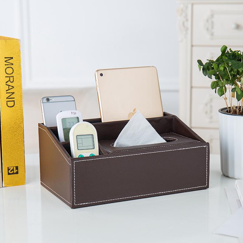 Multifunctional Tissue Box with Stationery Remote Control Box, Decorative Tissue Pen Remote Organizer for Home/Office/Restaurant