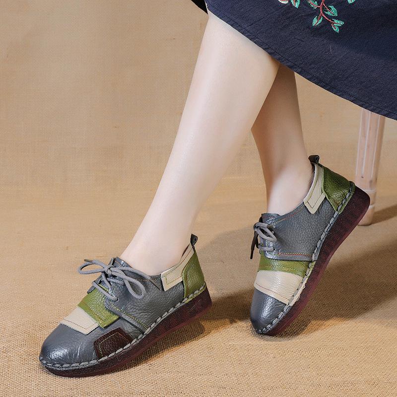 Fashion Genuine Leather Flat Shoes Women Luxury Oxford Shoes Spring Ladies Sneakers Loafers Casual Shoes Moccasin Mom Vintage Flats