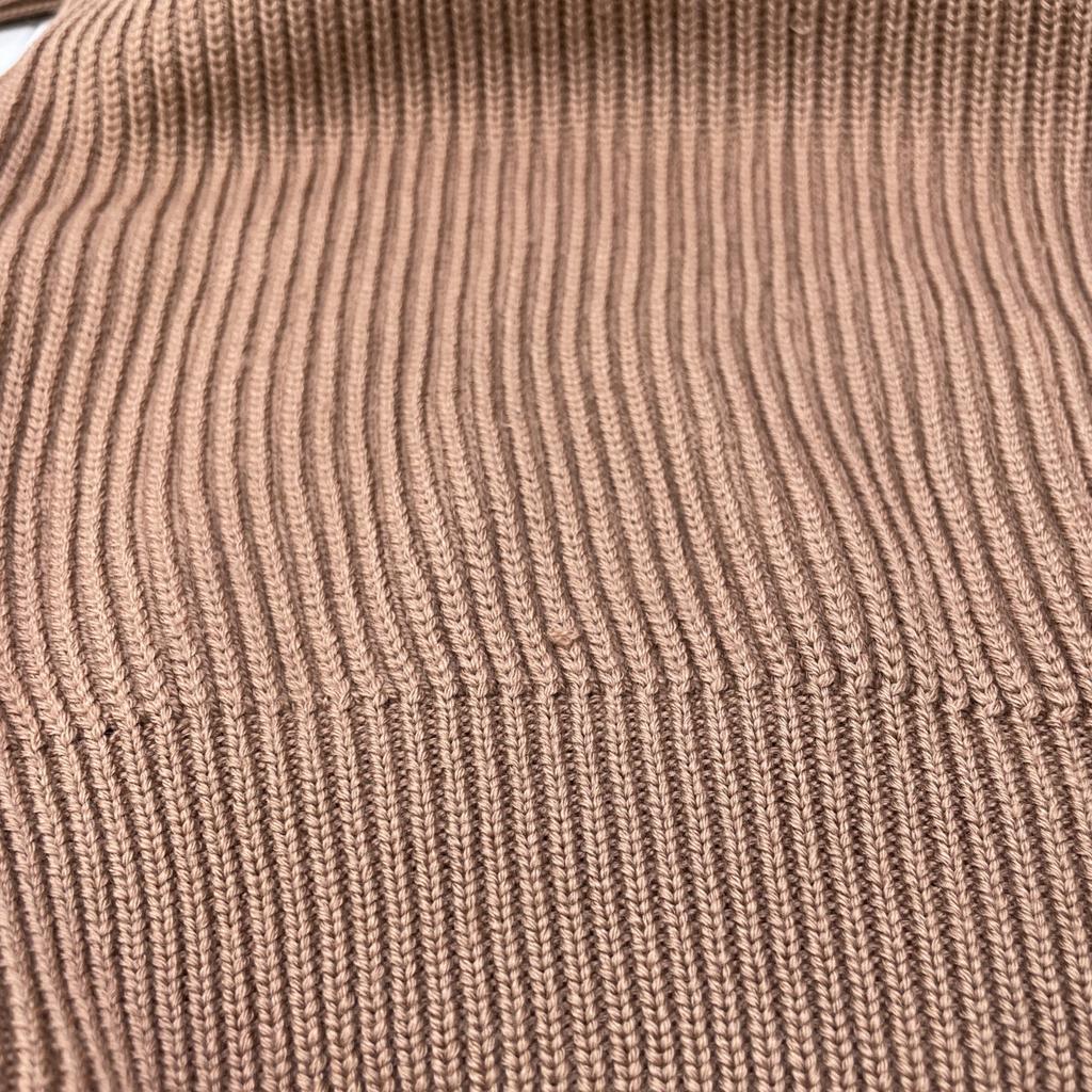 BATONER BN-21FW-028 Brown Wool 5 Gauge Signature Rib Knit Mock Neck Knit Tops 2 BrownUsed