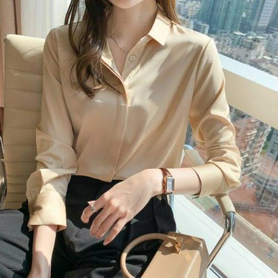 2025 Autumn Women's French Long Sleeve Acetate Satin Shirt