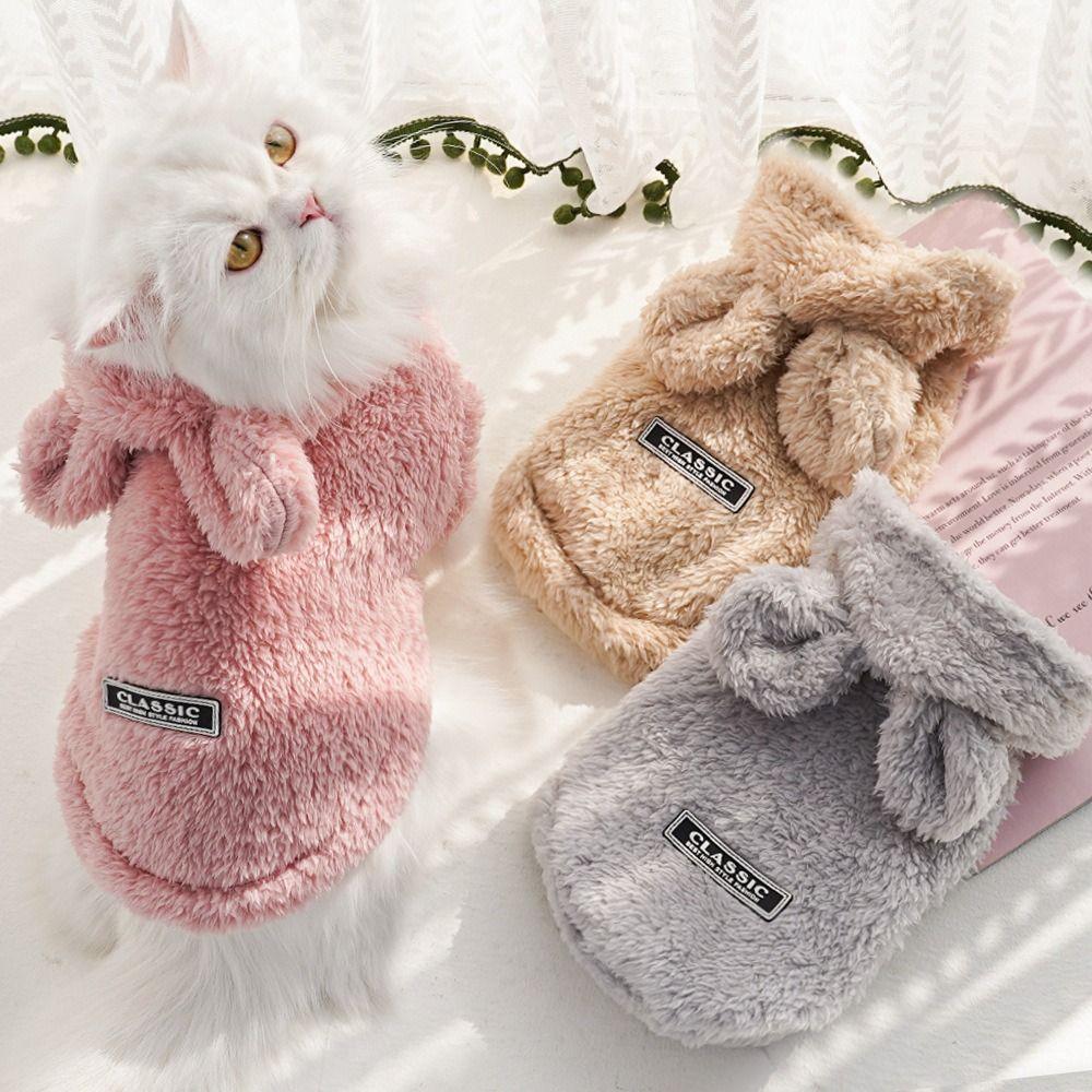 Plush Pet Puppy Cat Clothes Rabbit Ears Coat Fashion Sweaters