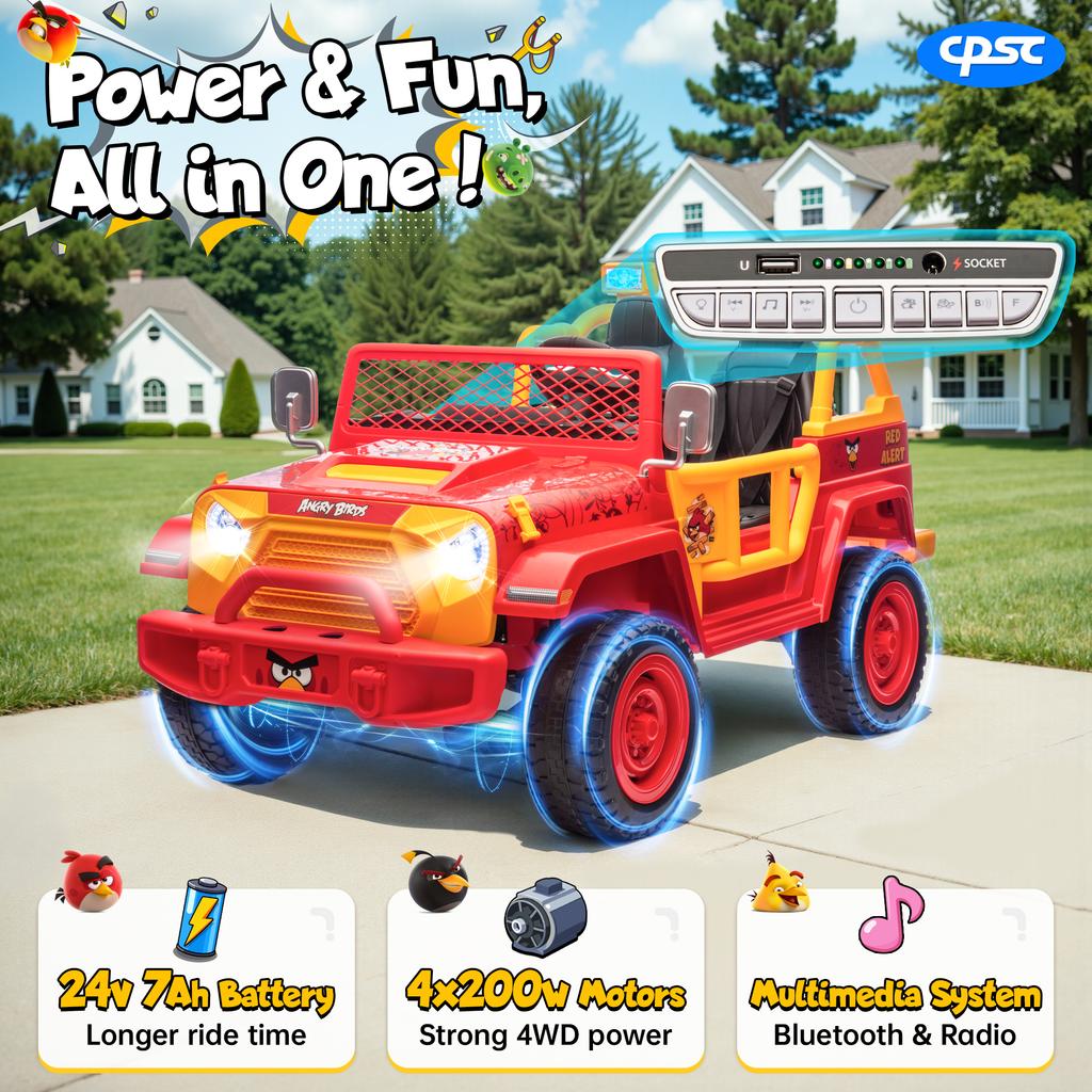 Funappy Birthday on Wheels Kids Electric Ride-On Car – 4WD Off-Road, Dual Seats, Remote Control, Bluetooth, for Ages 3-8