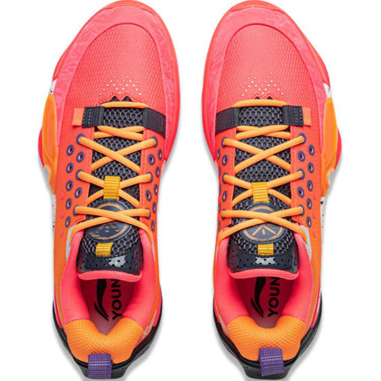Li Ning Wade All City Comfortable Sports Non-Slip Wear-Resistant Low-Top Kids Basketball Shoes Men basketball shoes Red Orange YKBV010-9