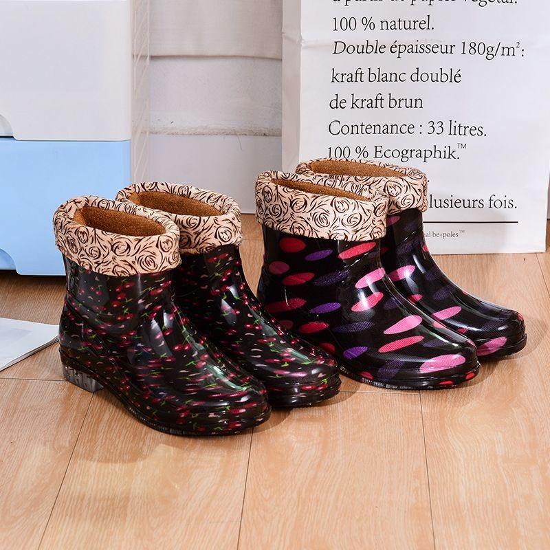 Rain shoes rain boots short tube fashion non-slip waterproof shoes water boots female adult cute overshoes summer