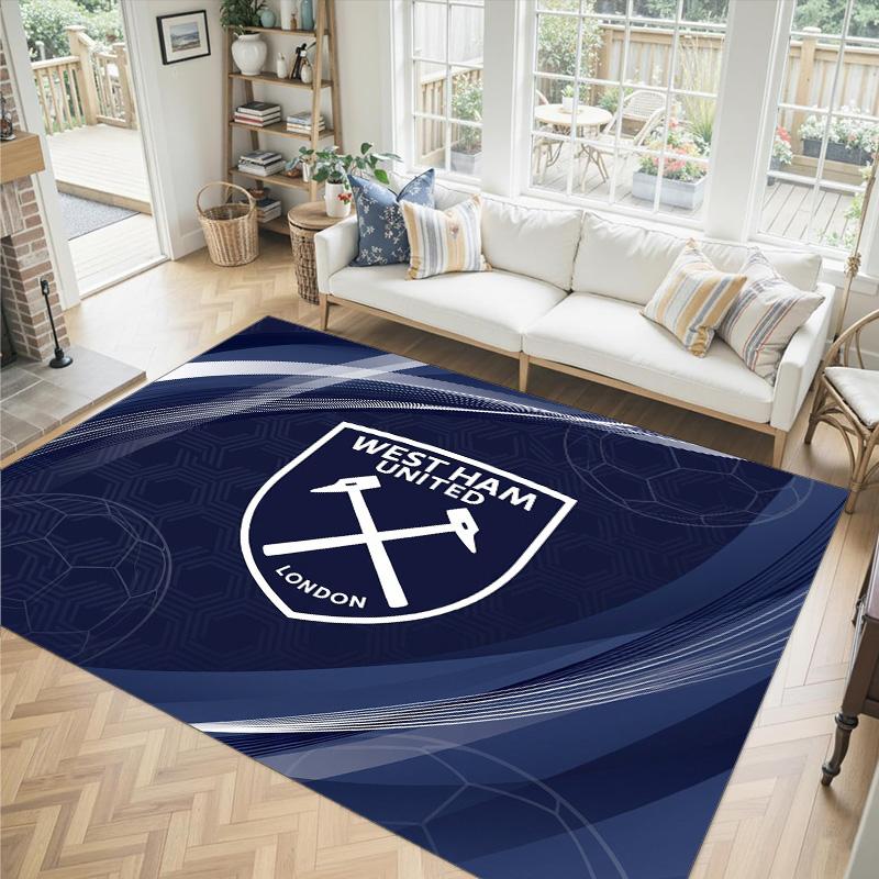 West Ham United Fußball Design Kristall Samt Teppich Gemütlich Nicht?Rutschfester Teppich mit Aufdruck für Schlafzimmer Wohnzimmer Eingang