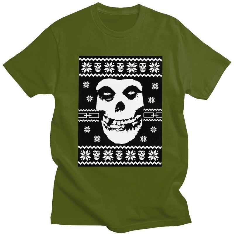 Custom Male Horror Punk Rock Misfits SKull T Shirts Short Sleeves Cotton Tshirt Streetwear Tshirt Casual Tees Slim Fit Clothes