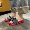 Thick-soled One-word Cool Slippers Fashionable Retro Denim Slippers Outer Wear Design Sense Beach Shoes Sandals Women's Foreign Trade