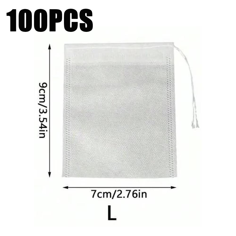 100/200pcs Disposable Tea Filter Bags Drawstring Style Empty Bags Non-Woven Sealing Teabags For Spice Coffee Tea Kitchen Tools