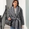 Long Faux Fur Coat Women Autumn Winter Large Jacket Overcoat Turn Down Collar Pockets Luxury Thick Coat Warm Jackets Maxi Coats
