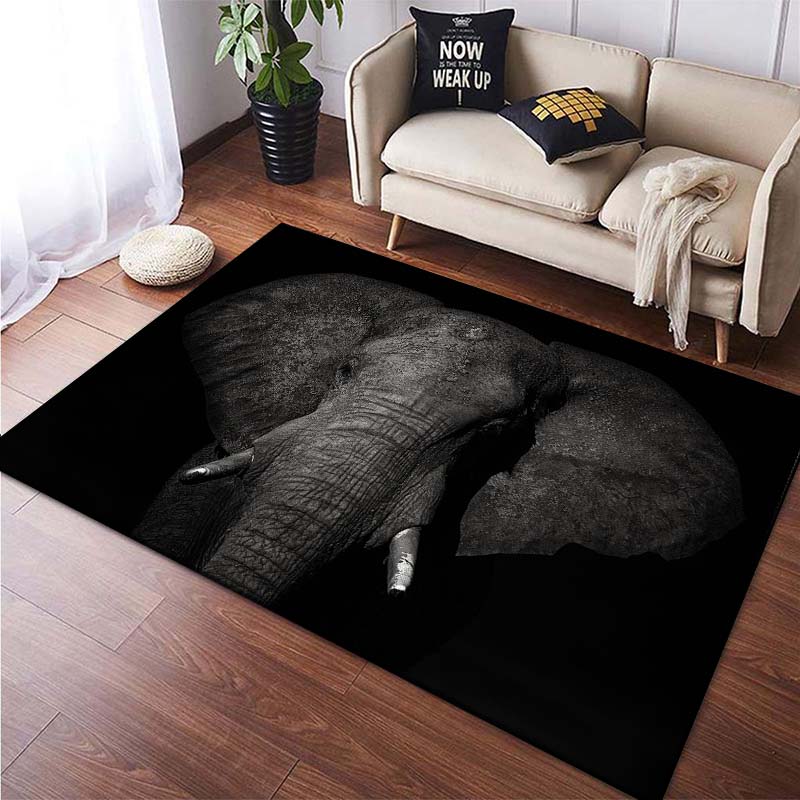 3D Printed African Elephant Face Close-up Animals Rugs for Bedroom Home Decor Play Mats Living Room Carpets Non-slip Floor Mats