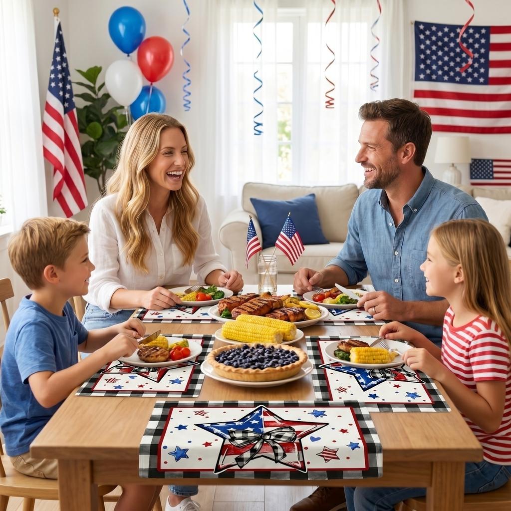 Independence Day Placemat Linen Printed Table 12 By 18 In For Dining Table And Coffee Table