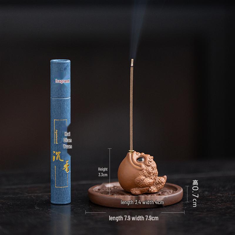 Purple Clay Golden Toad Incense Burner - Indoor Zen Tabletop Aroma Holder