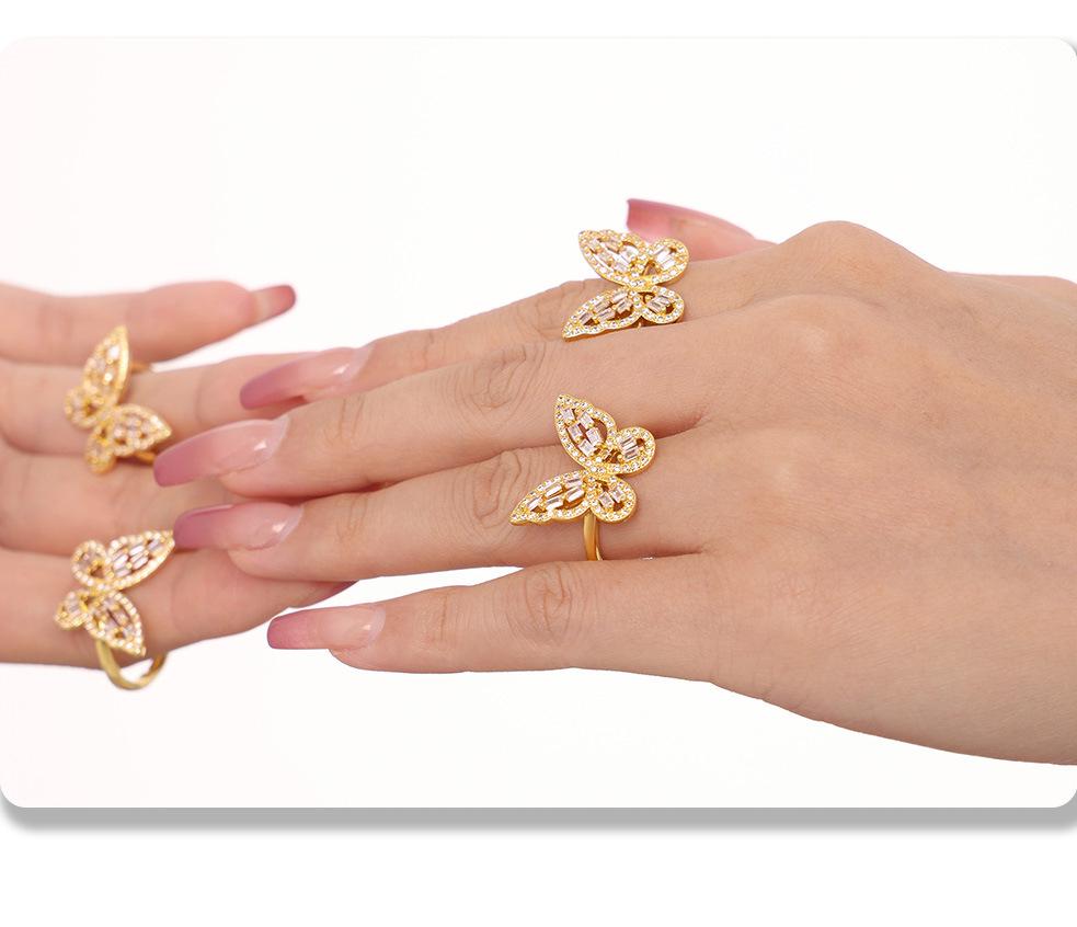 Qiong Yao Butterfly Fairy Zircon Ring: Stylish 18K Gold-Plated Copper Openable Design