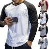 Men Shirt Contrast Colors Breathable Round Neck Soft Spring Top for Jogging
