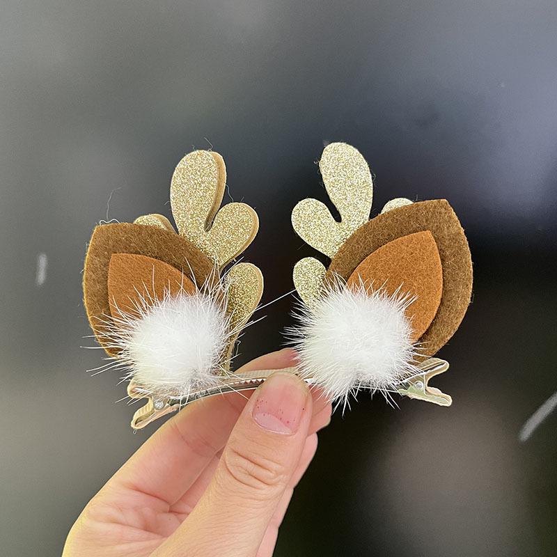 Festive Reindeer Antler Hair Clips – 3D Christmas Headwear for Women & Kids