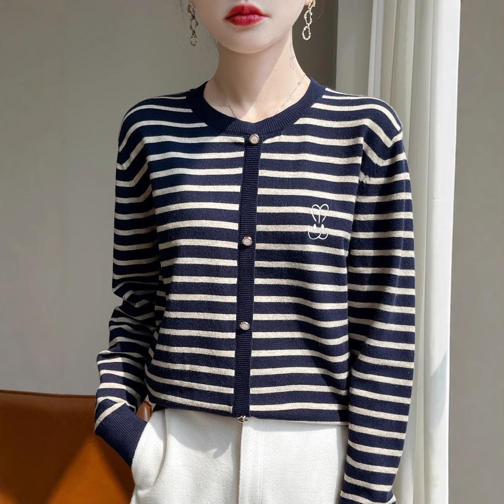 Autumn Women's Fashion Bottoming Striped Knitwear