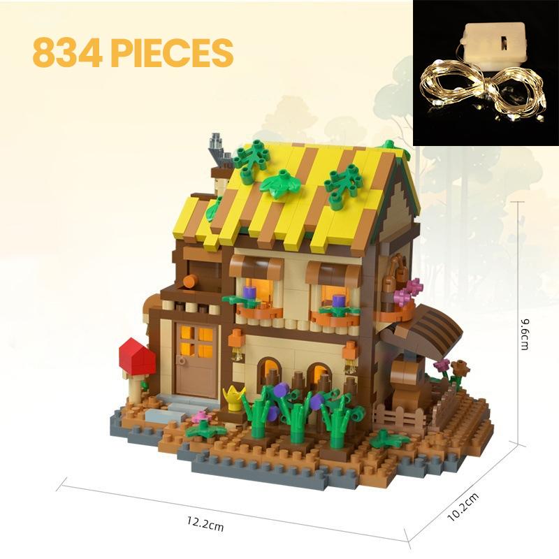Forest Tree House Building Block Street View Windmill Assembly Construction Brick Children's Puzzle Toys for Kids Birthday Gifts