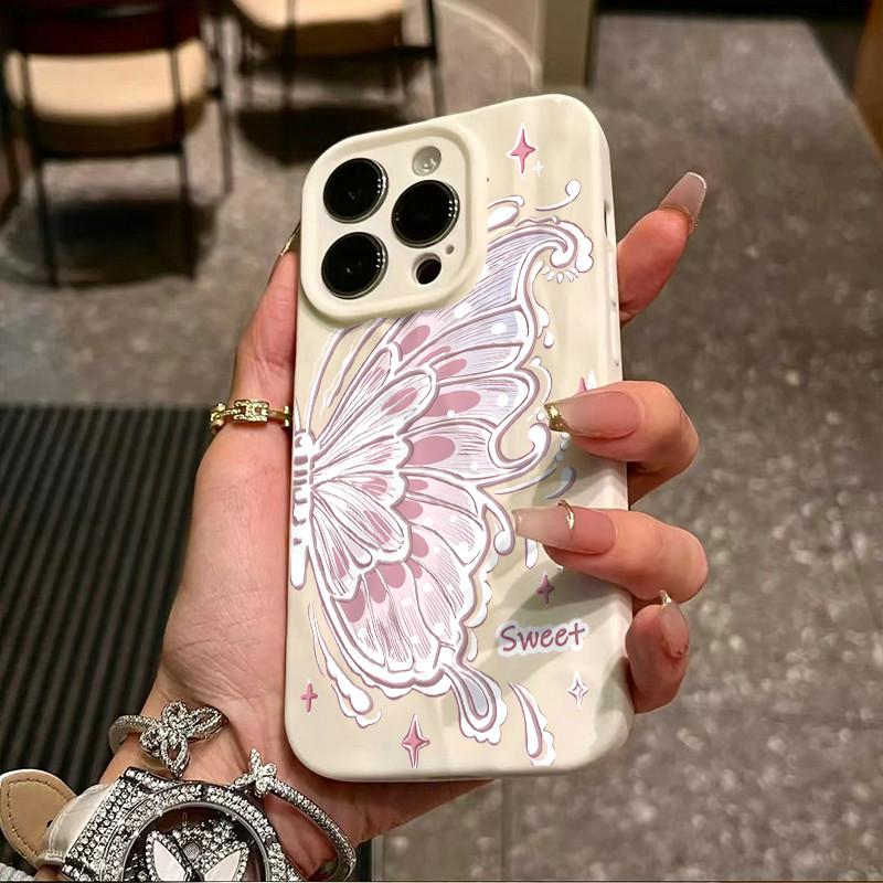 Surface Wrinkles and Unevenness Phone Shell Butterfly Wing Printed Protective Matte TPU Cover Soft Silicone Case