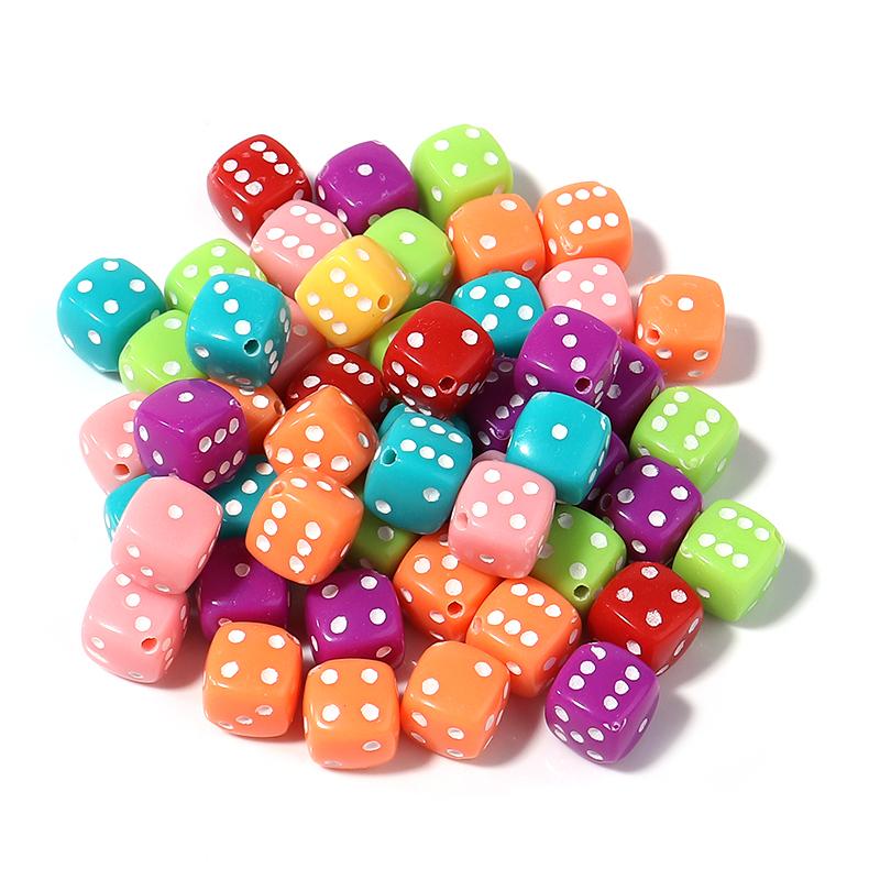 50pcs/lot 8mm Square Acrylic Dice Beads Colorful Loose Spacer Cube Beads For Jewelry Making DIY Phone Chain Bracelet Accessories