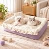 Machine Washable Thickened Rectangular Pet Bed with Removable Cover Supportive