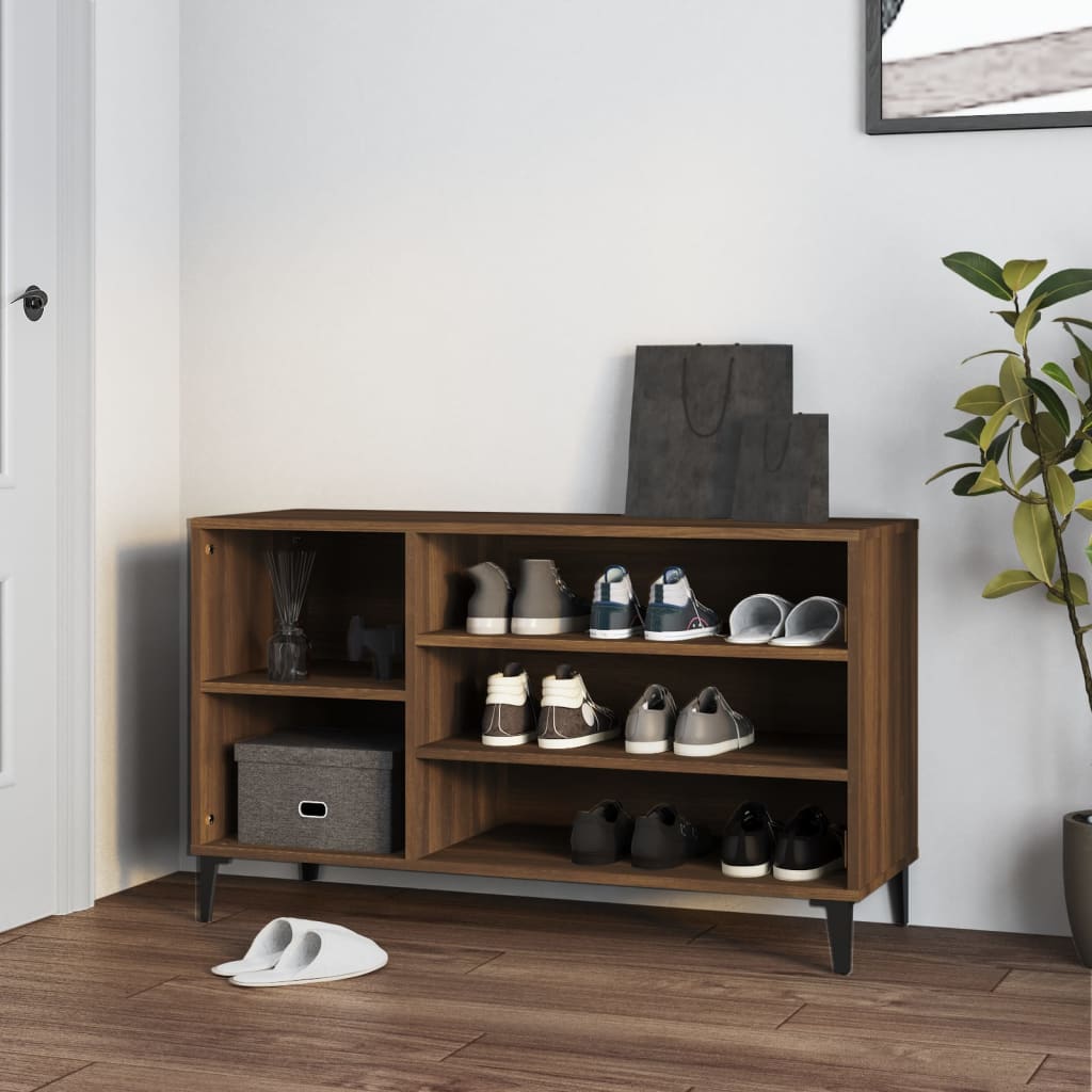 Shoe Rack Brown Oak Effect 102 x 36 x 60 cm Engineered Wood