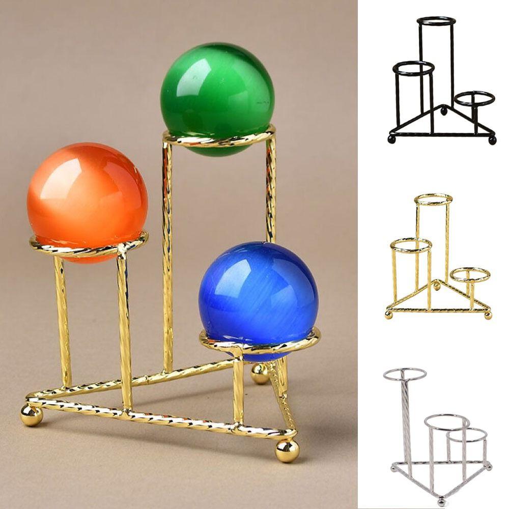 Large Capacity Triangular Ball Base Silver/Black/Gold Crystal Ball Stand  Office