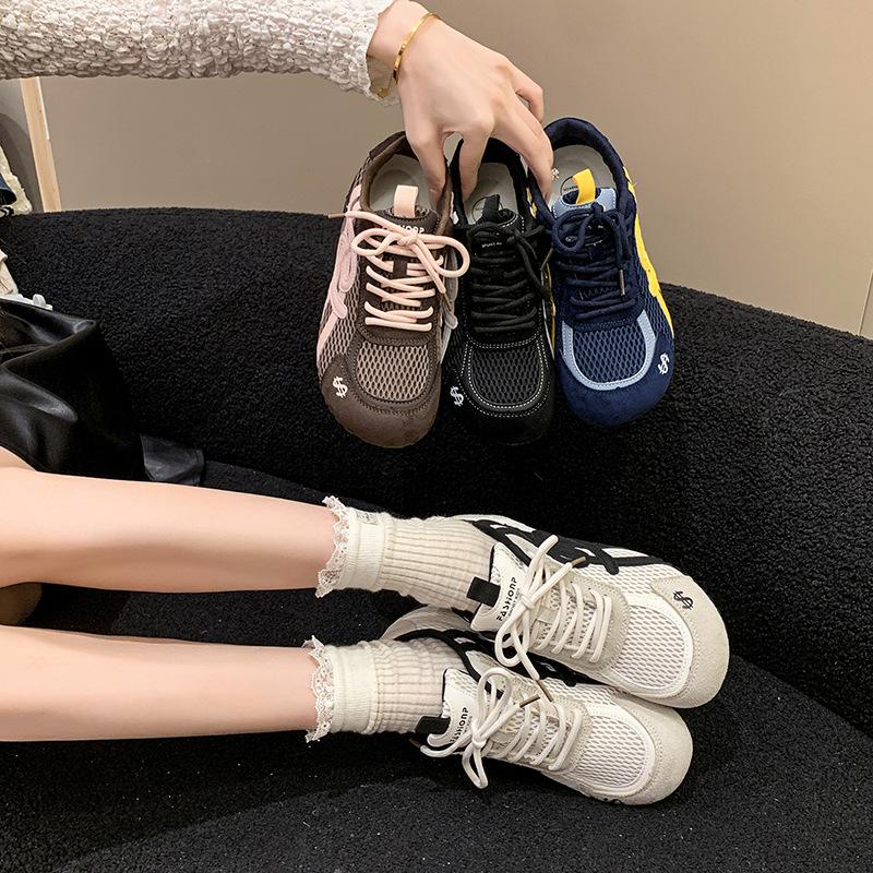 Dexun shoes sports shoes children 2025 super fire lightweight soft leather breathable mesh shoes platform casual shoes retro Forrest Gump shoes