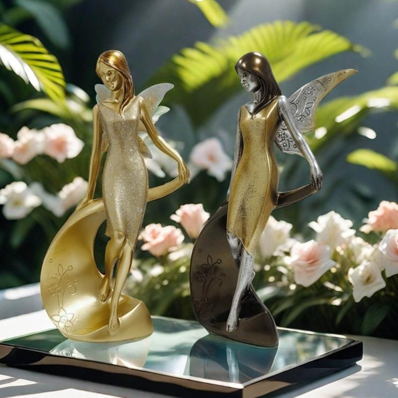 Resin Angelic Statue Flower Girl Decorative Ornament High Decorative Figurine for Christmas and Thanksgiving Day