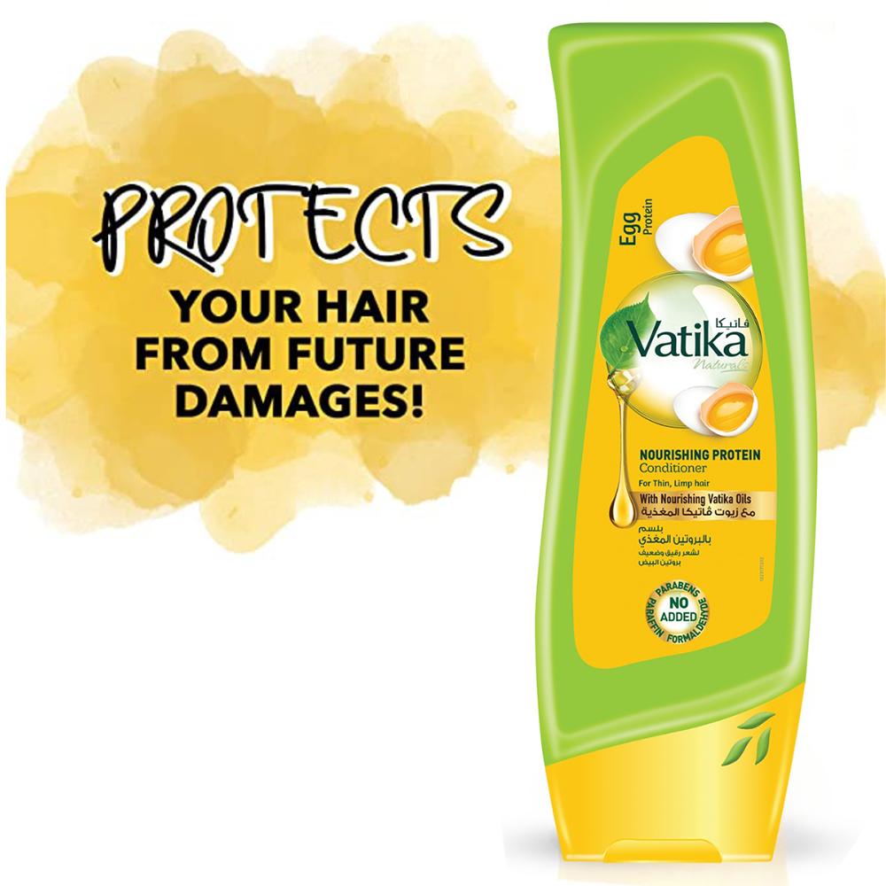 3 Size Hair Conditioner with Egg Proteins Vatika Dabur UAE, India | Daily Moisturizing Conditioner | For Strong, Healthy & Shiny Hair