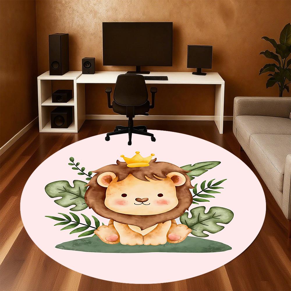1pc lion prince Round Chair mat Area Rug - Non-Slip, Floor Mat for Office, Bedroom, and Indoor Decor c1125013