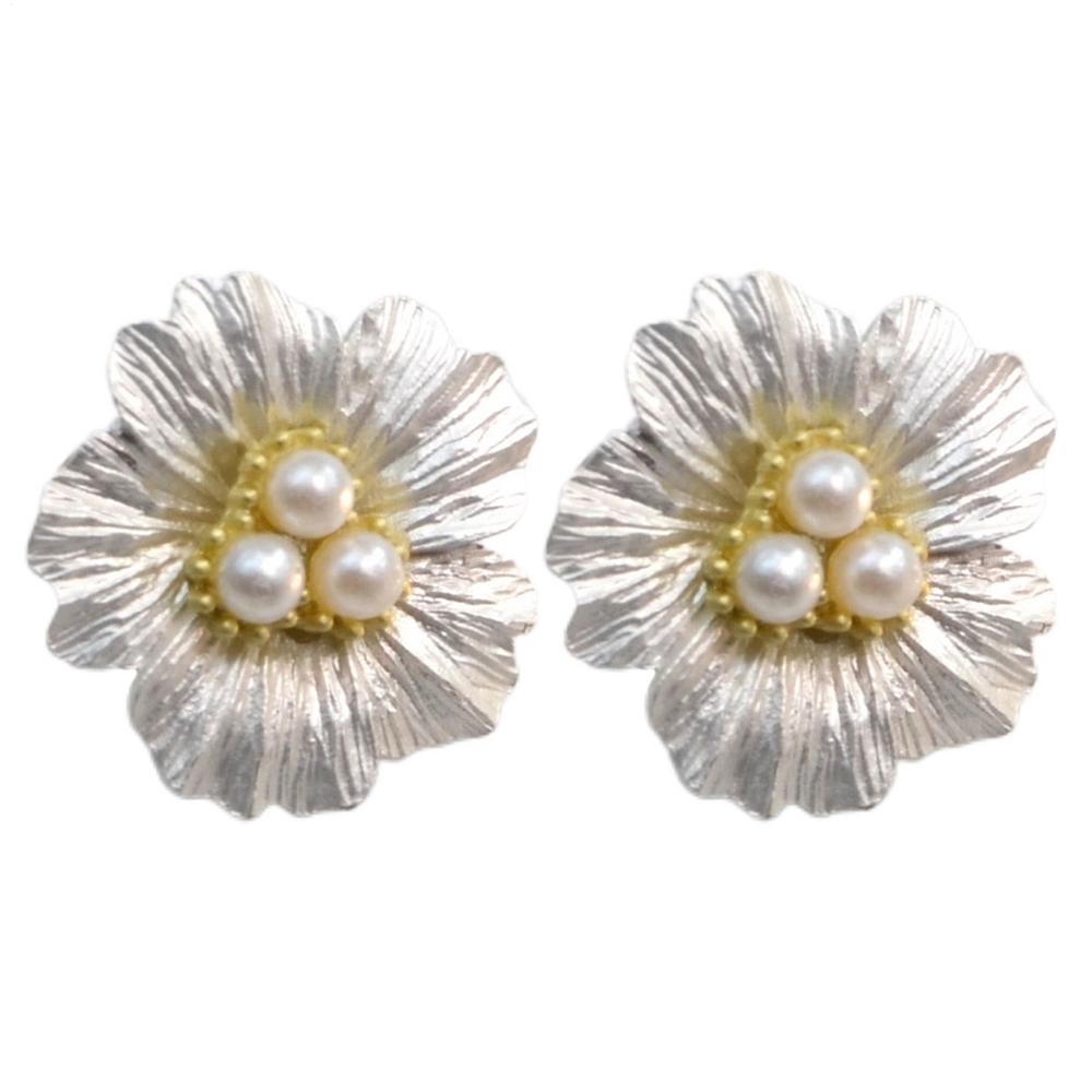 Women Shirt Button Flower Cover, 2pcs Pearl Flower Shaped Suits Decorative Button Covers, Floral Cufflinks, Color Gold/Silver
