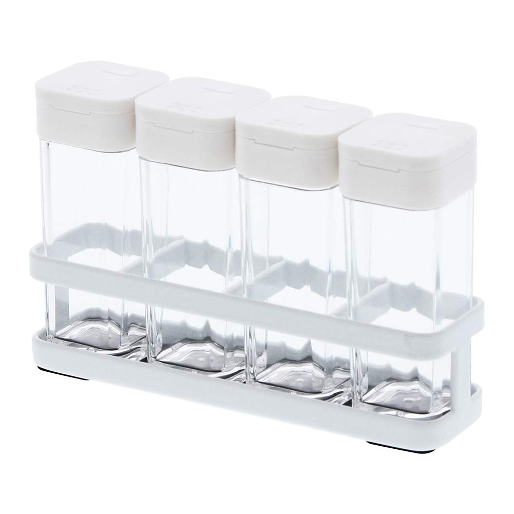 Yamazaki Salt and Pepper Seasoning Spice Spice Bottle Rack Set of 3345 Shakers, Stand, Holder, & Tower, 4, White,