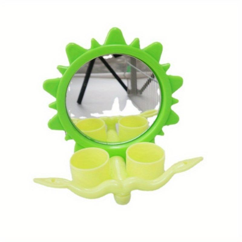 1PC Parrot Mirror Food Cup Standing Stand 3-in-1 Bird with Standing Stand Combination Interactive Feeding and Drinking Swing Toy