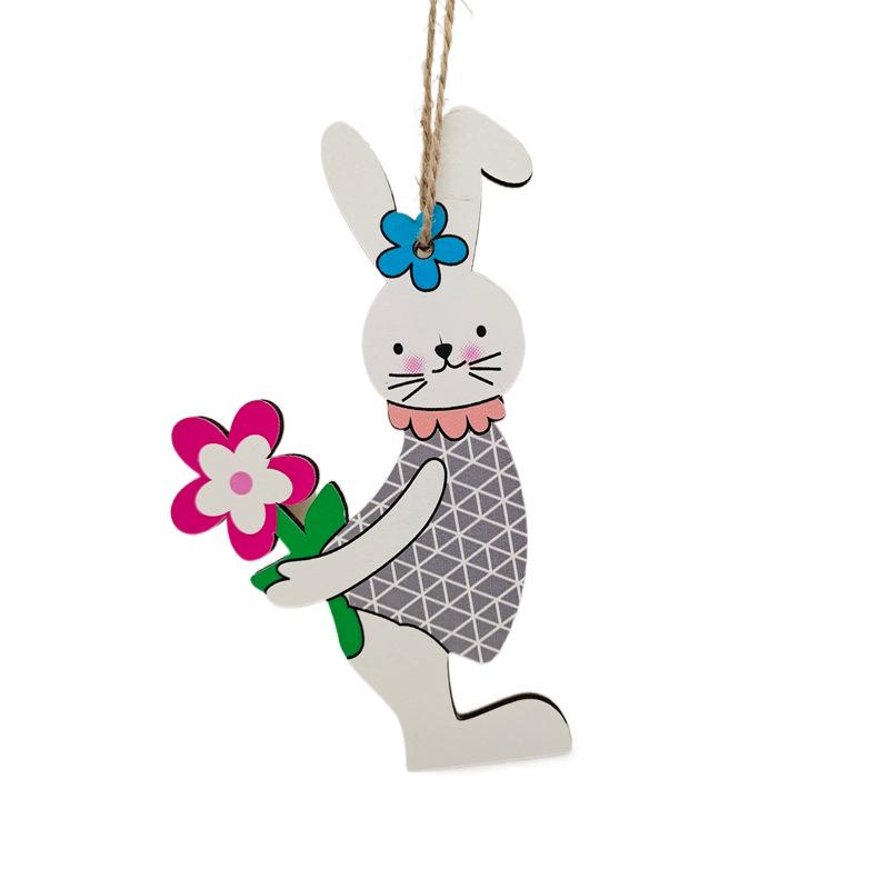 Cartoon Easter Ornaments Set Easter Decoration Bunny Rabbit Carrot Wood Pendant Craft Supplies Easter Decorations For Home