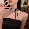 Y2K Pink Rope Tied Peach Heart Pendant Necklace for Women Retro Sweet Harajuku Necklace Charm Aesthetic Jewelry Gift