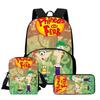 Phineas And Ferb Backpack Cartoon High Definition Printing Multifunctional Spine Protection Lightweight School Bag