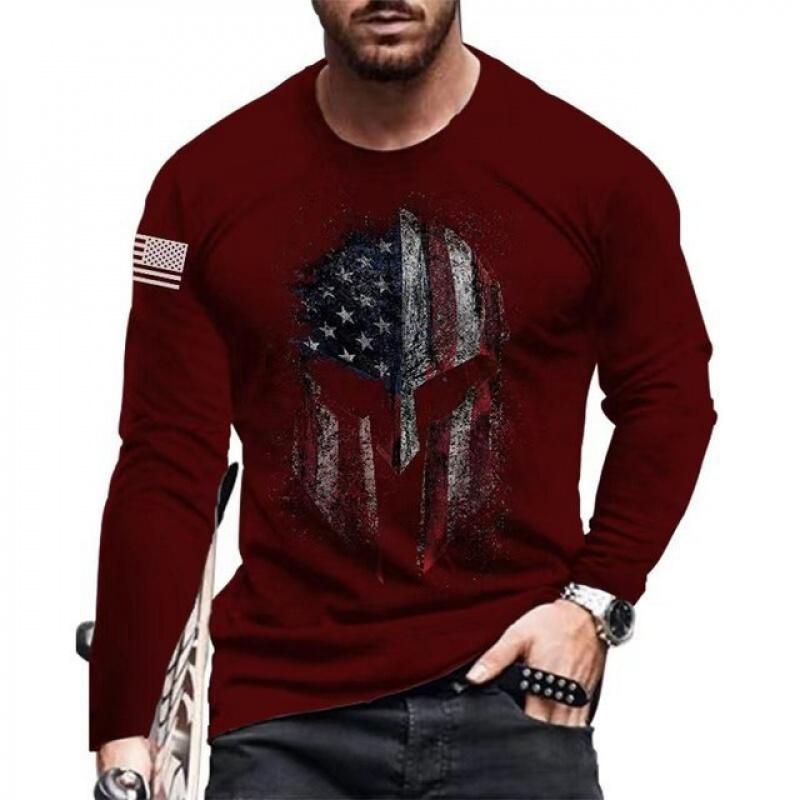 Spring New Long Sleeve T-Shirt Men's Fashion Printed Street Trend Top