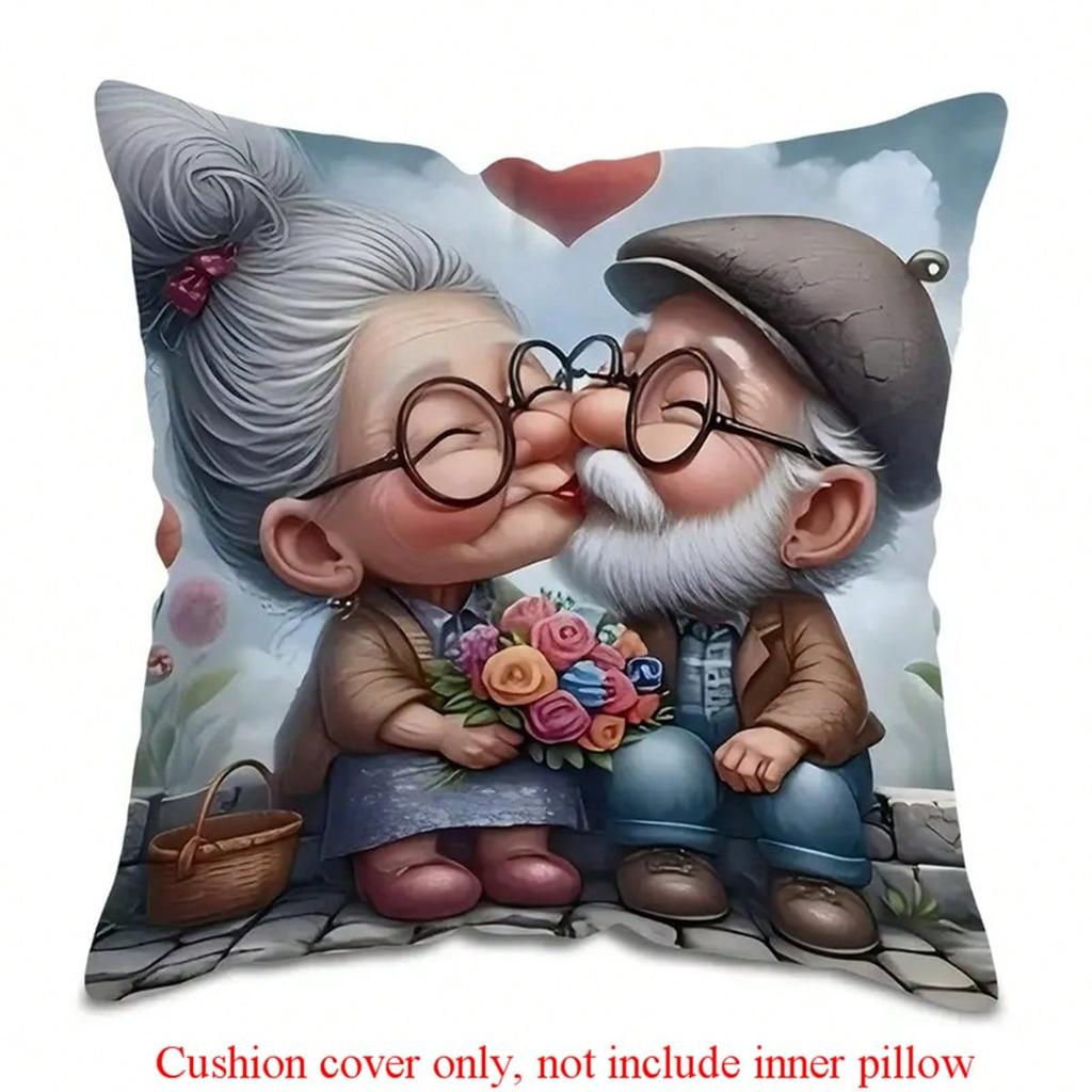 Funny Couple Pillowcase Snoring Old Man  Angry Wife Cushion Cover Cartoon Sleep Humor Home Decor Novelty Gift